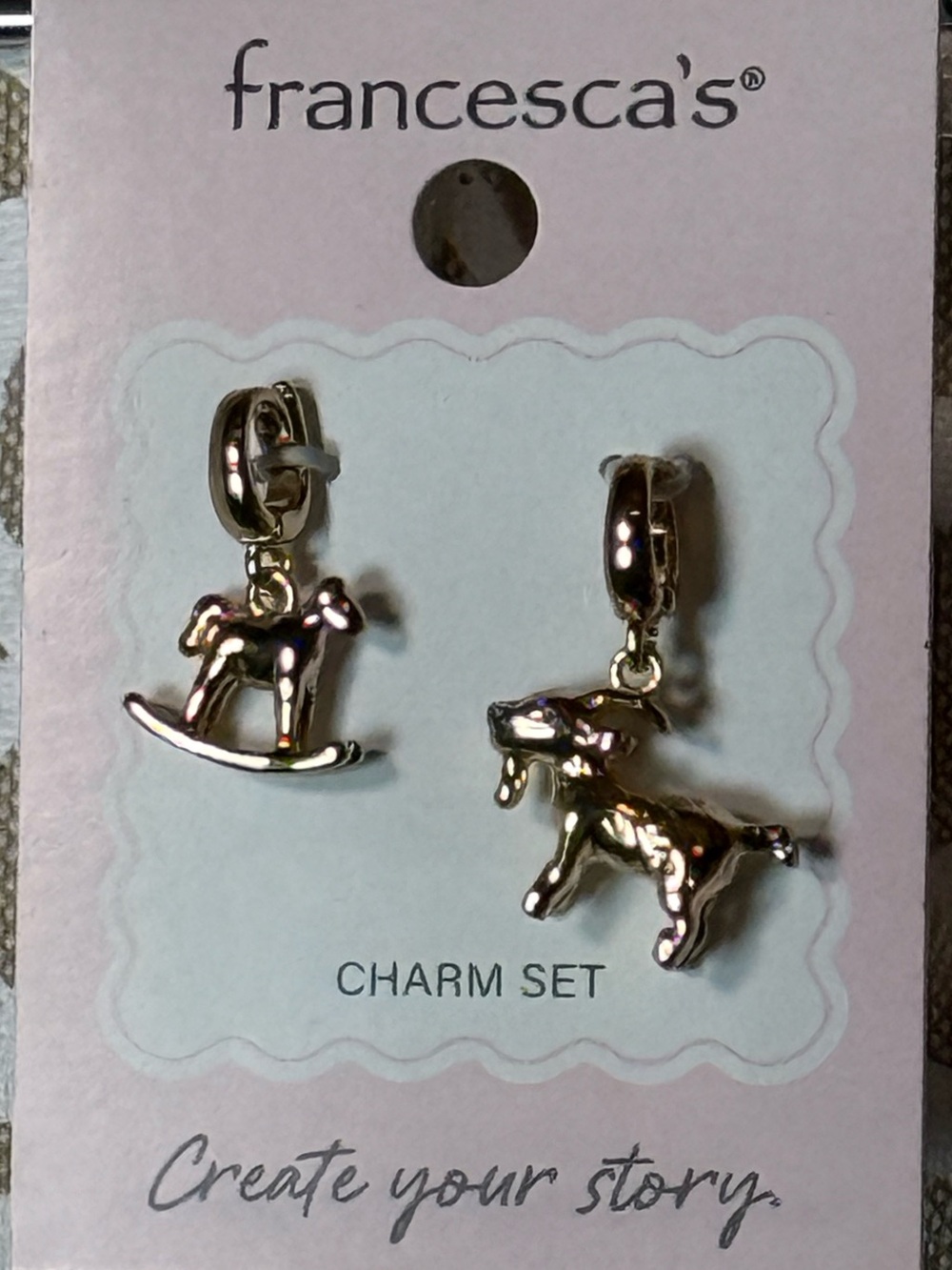 francesca's Gold Tone G.O.A.T & Rocking Horse Charm Set